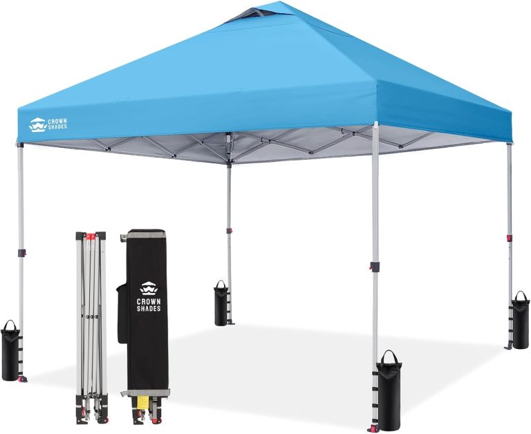 CROWN SHADES 10×10 Pop Up Canopy: The Ultimate Easy-Up Beach Tent  with “One Push” Setup